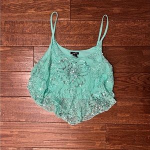 Mint Colored Camisole/Tank Top - Lace & Sequins!